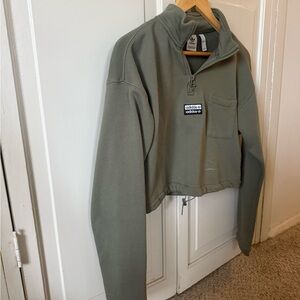 Adidas Sage Green Half-Zip Pullover